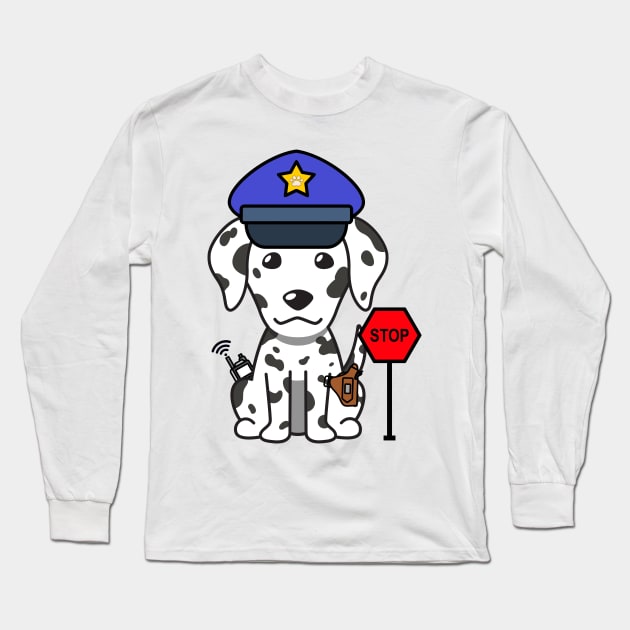 Funny Dalmatian Policeman Long Sleeve T-Shirt by Pet Station